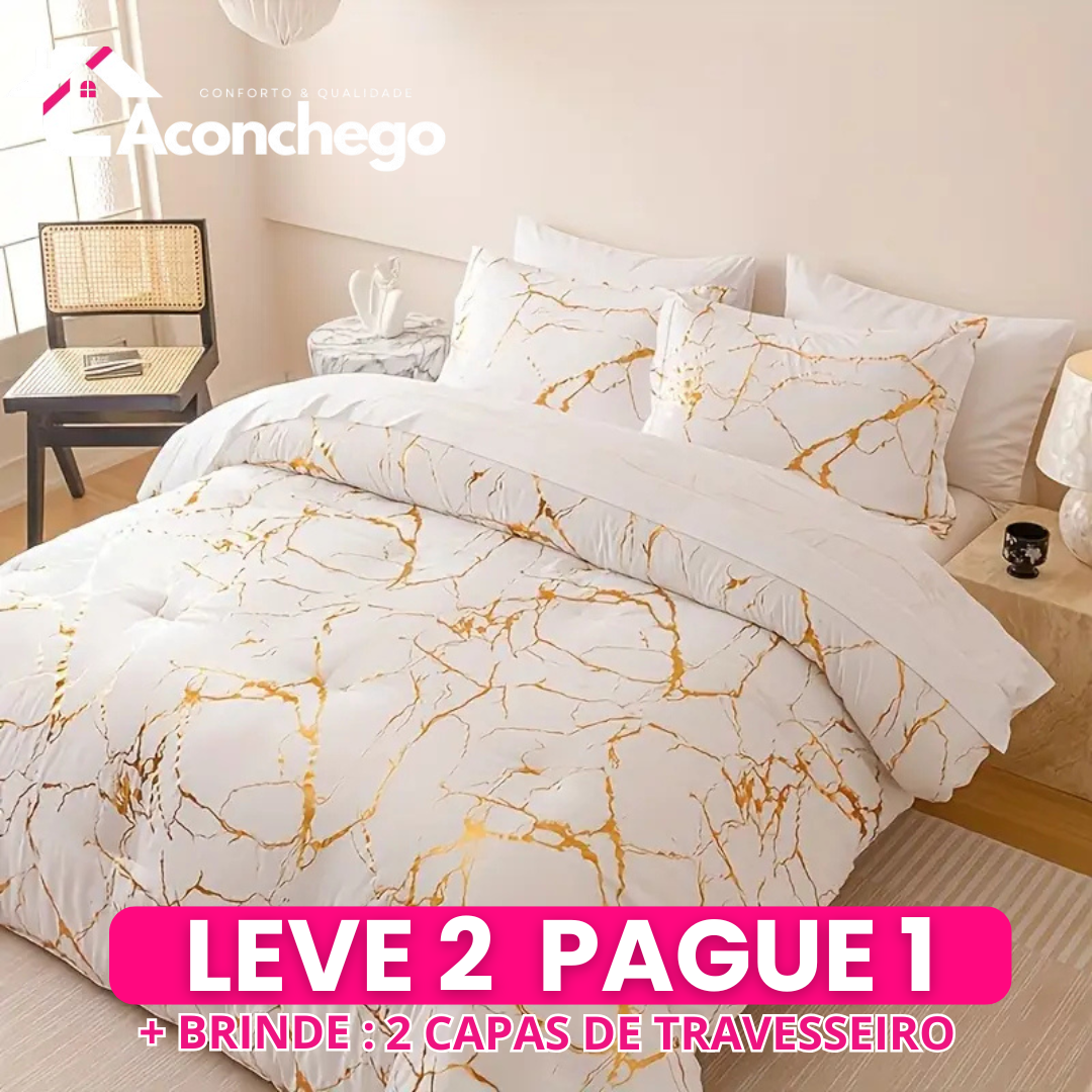 [Leve 2 Pague 1] Roupa de Cama Toscana em Tecido Nobre (Sinta o Conforto da Elegância Rústica!) +3 BRINDES: 2 Capas de Travesseiro e Edredom