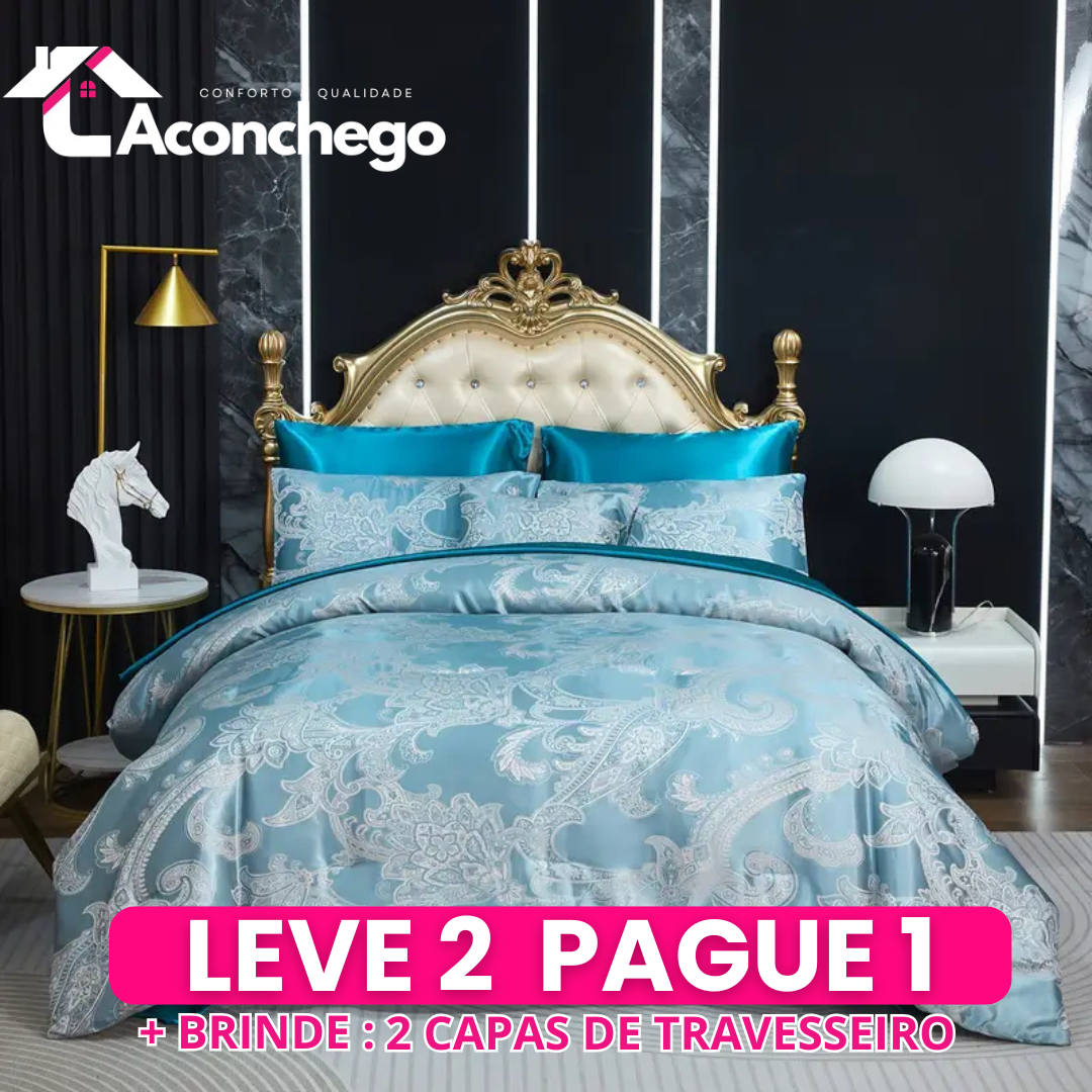 [Leve 2 Pague 1] Roupa de Cama Milão em Tecido Nobre (Design Exclusivo e Conforto Incomparável!) +3 BRINDES: 2 Capas de Travesseiro e Edredom